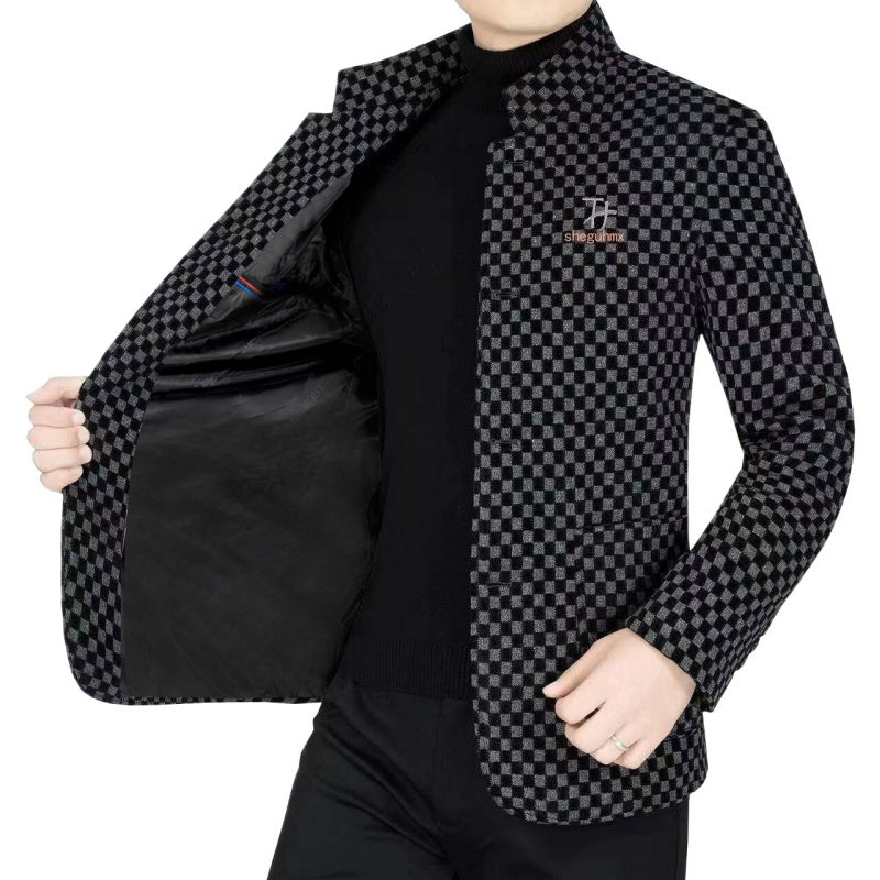 Veste chaude à carreaux à la mode pour hommes avec poches