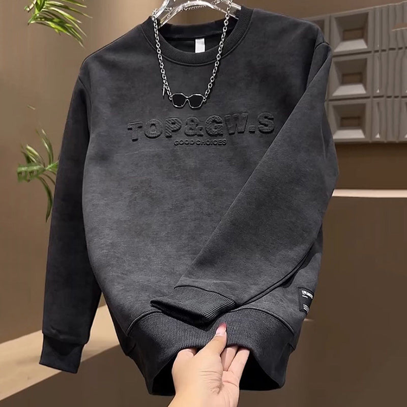 Premium Men's Casual Crewneck SweatshirtšFREE Unisex Punk Necklace