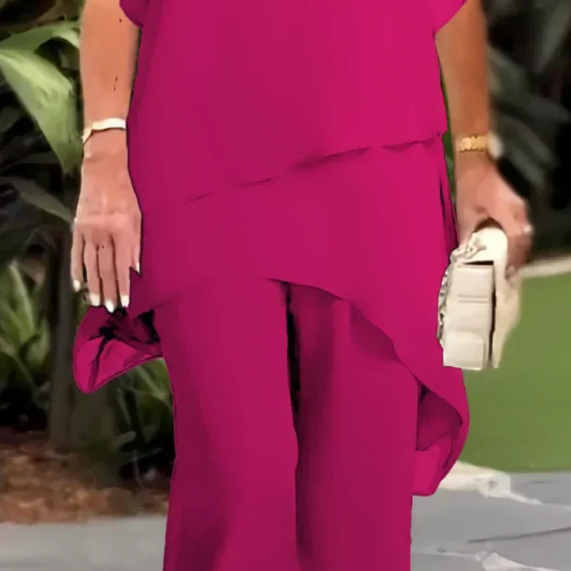 Charmant ensemble de pantalons irréguliers et de jambes larges