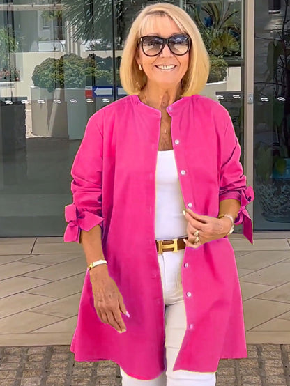 ⏳ Limited time 50% off! 💥Solid Color Long Cotton Shirt Jackets For Women（The more you buy, the higher the discount）