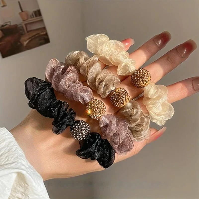 🌟Elegant Rhinestone Mesh Hair Ties💕