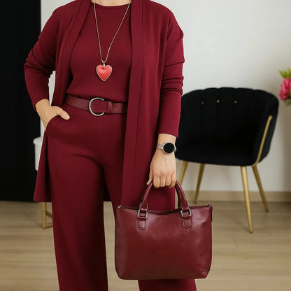 ⏳Time-Limited Special⏰Elegant 3-piece set including long cardigan, top and pants💞