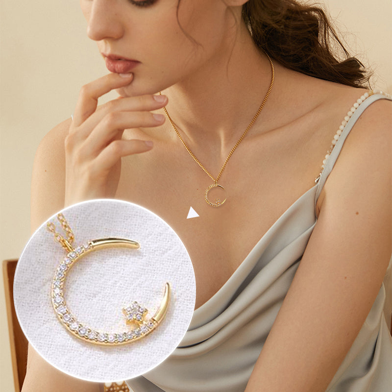 💕Valentine's Day Bestsellers-50% OFF🌙🌟Bright Night: Moon Star Necklace