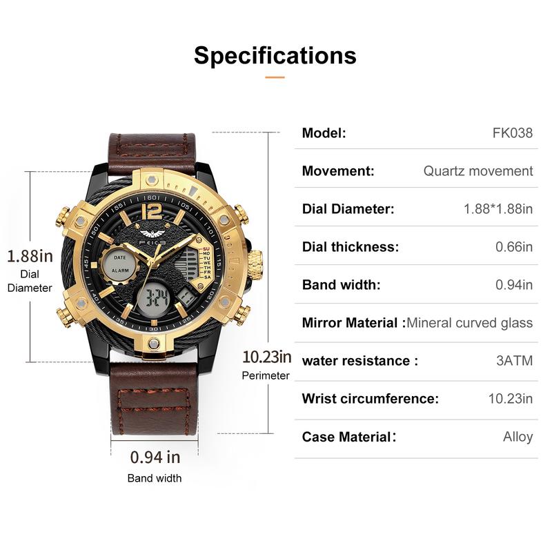 ⏰Black Friday Sale 50% OFF💥💥Multifunctional Dual Display 3ATM Waterproof Men's Quartz Sports Watch