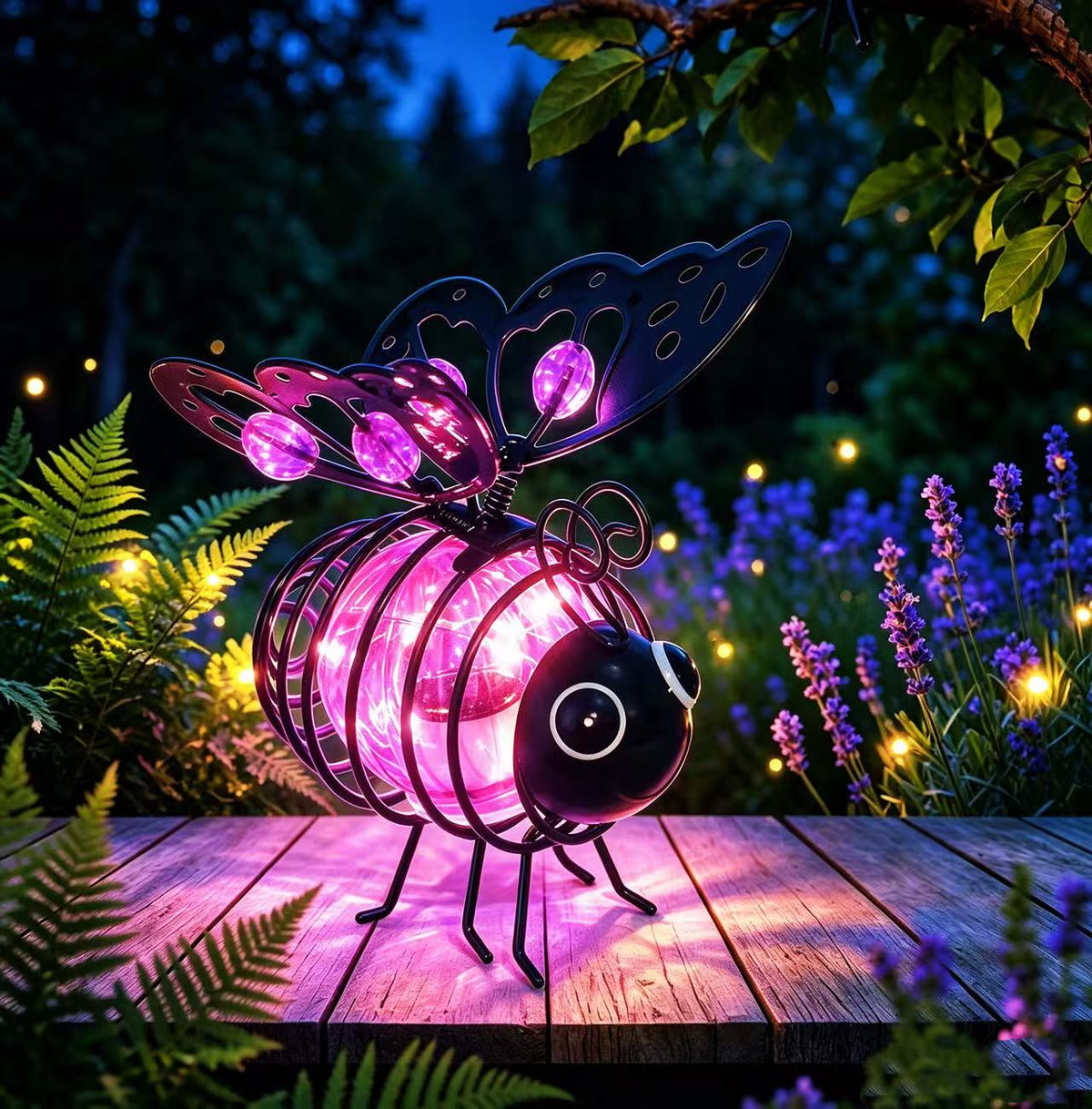 🐝💡Hanging Solar Bee Light – Warm Amber Glow, Flicker-Free, Perfect for Garden Parties, Camping, or Kids’ Rooms🌞