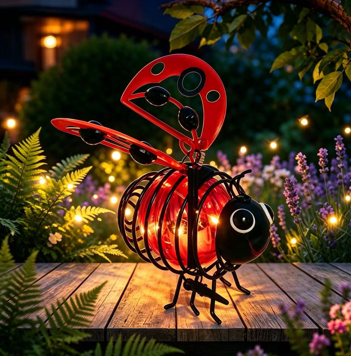 🐝💡Hanging Solar Bee Light – Warm Amber Glow, Flicker-Free, Perfect for Garden Parties, Camping, or Kids’ Rooms🌞