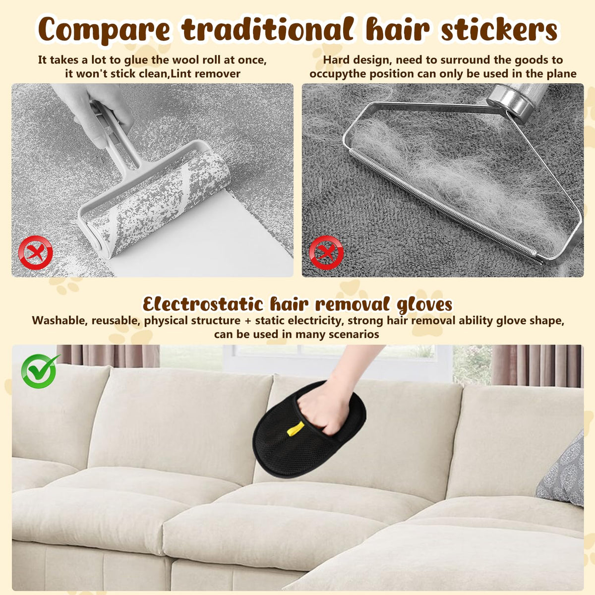 ⏳2025 New-Save 50%✨️Pet hair remover Electrostatic gloves