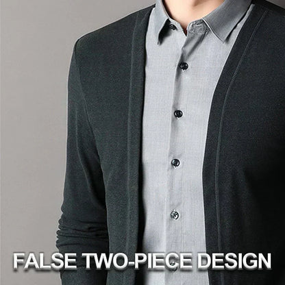 Men's fake two-piece shirt collar knitted cardigan