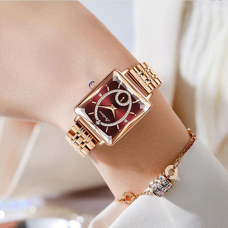 💎Fashion Square Ladies Rose Gold Diamond Watch⌚