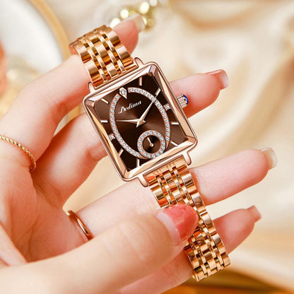 💎Fashion Square Ladies Rose Gold Diamond Watch⌚