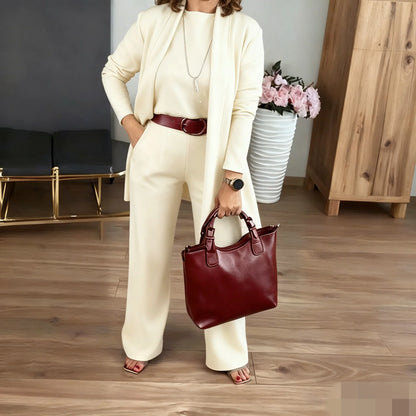 🔥 DON’T MISS OUT!⏰Elegant 3-piece set including long cardigan, top and pants💞