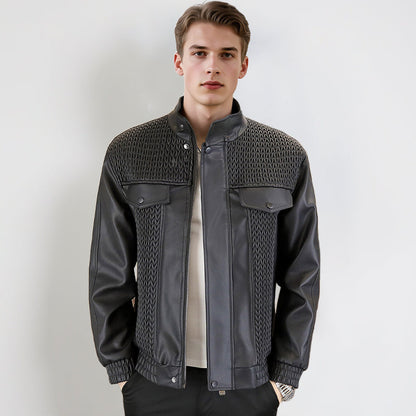 ⏰Limited Time Offer! Men's Fashion Barley-Weave Leather Jacket