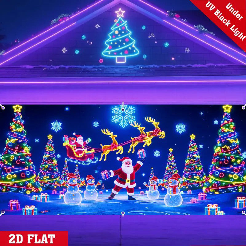 🎅🏻⏰Christmas Limited Sale 50% OFF!!🔥UV Reactive Christmas Garage Door Banner