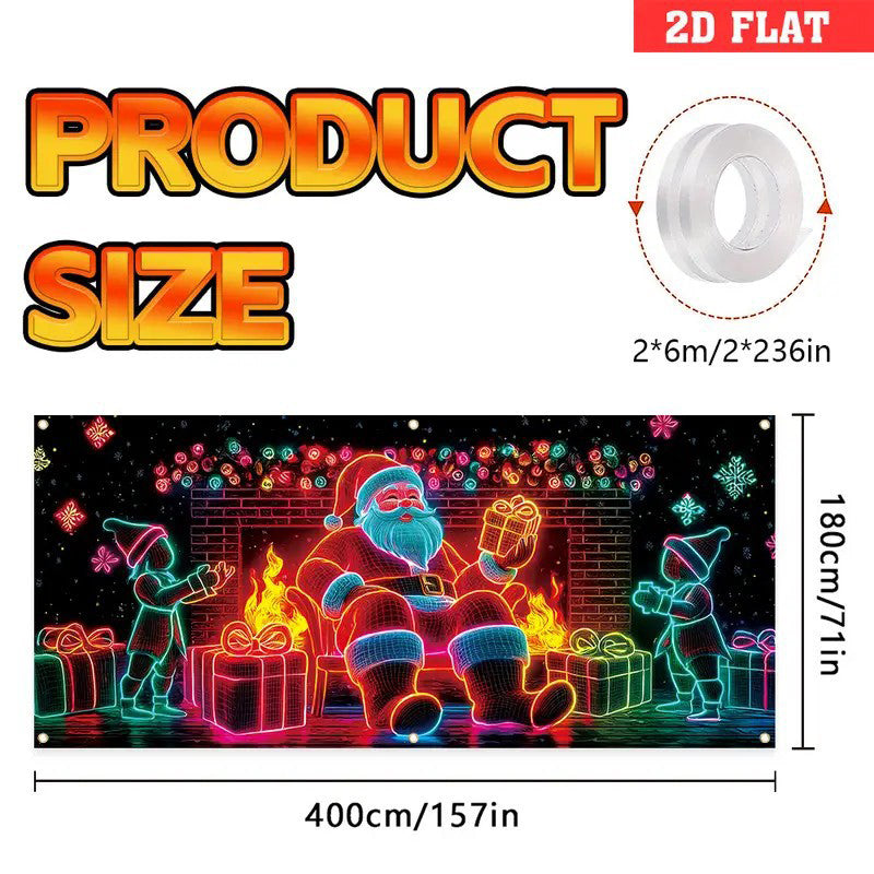 🎅🏻⏰Christmas Limited Sale 50% OFF!!🔥UV Reactive Christmas Garage Door Banner