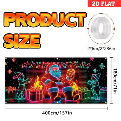 🎅🏻⏰Christmas Limited Sale 50% OFF!!🔥UV Reactive Christmas Garage Door Banner