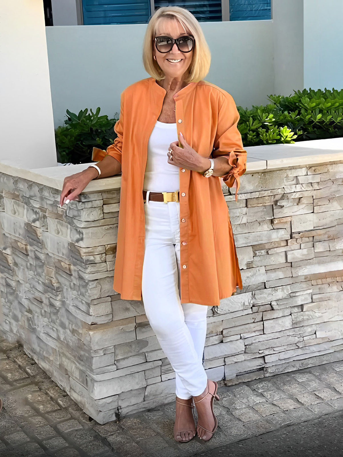 ⏳ Limited time 50% off! 💥Solid Color Long Cotton Shirt Jackets For Women（The more you buy, the higher the discount）