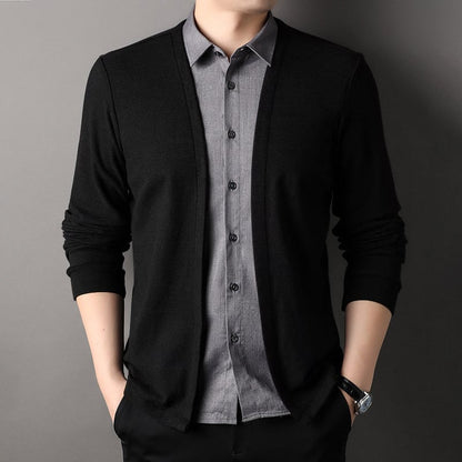 Men's fake two-piece shirt collar knitted cardigan