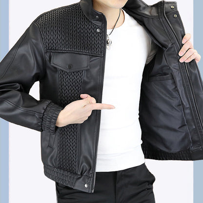 ⏰Limited Time Offer! Men's Fashion Barley-Weave Leather Jacket