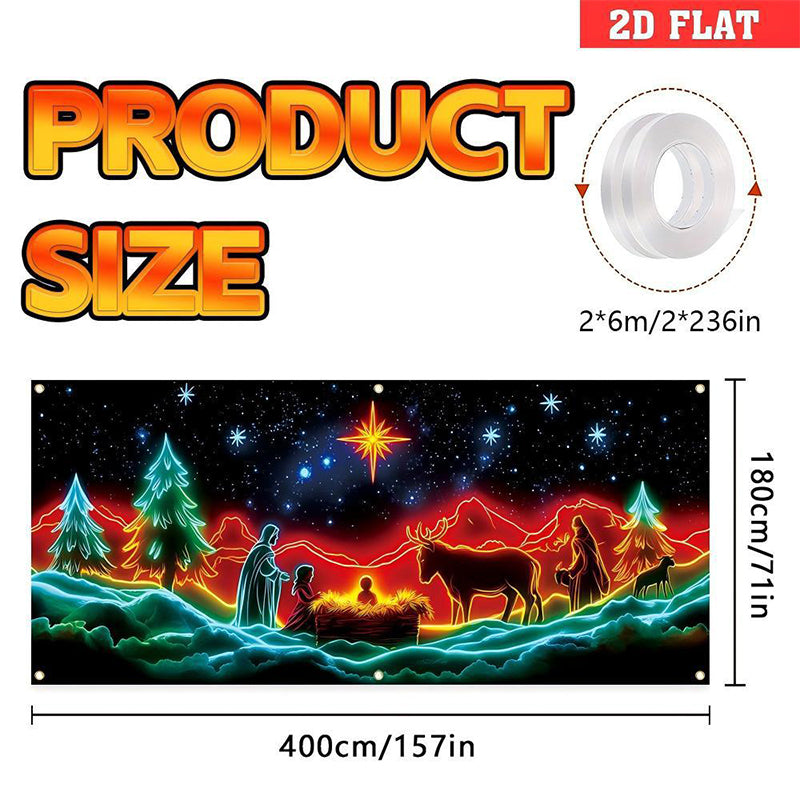 🎅🏻⏰Christmas Limited Sale 50% OFF!!🔥UV Reactive Christmas Garage Door Banner