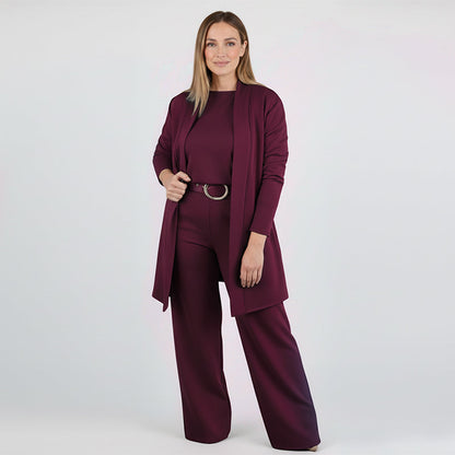 🔥 DON’T MISS OUT!⏰Elegant 3-piece set including long cardigan, top and pants💞