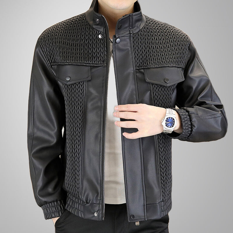 ⏰Limited Time Offer! Men's Fashion Barley-Weave Leather Jacket