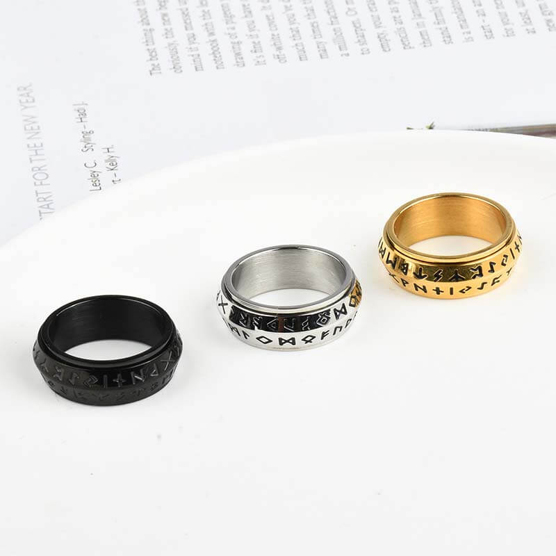 ✨🎅Last-Minute Christmas Offers 🎄⏰Viking Rune Rotating Ring💍