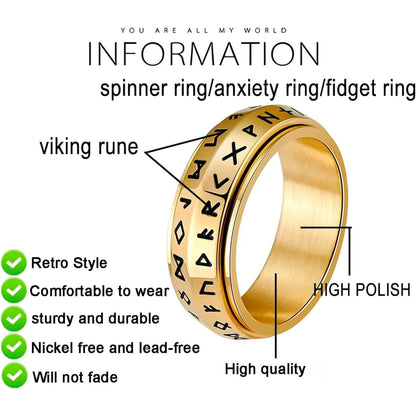 ✨🎅Last-Minute Christmas Offers 🎄⏰Viking Rune Rotating Ring💍