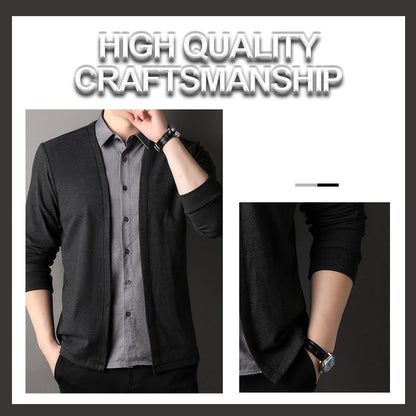 Men's fake two-piece shirt collar knitted cardigan