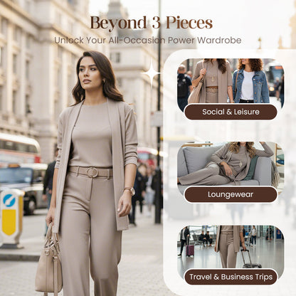 🔥 DON’T MISS OUT!⏰Elegant 3-piece set including long cardigan, top and pants💞