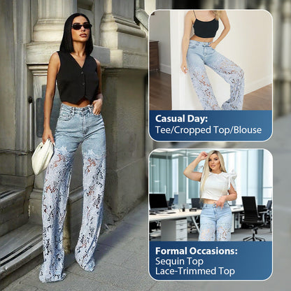 ⏰Time-limited Special-50% OFF💕👖Fashion Lace Patchwork Denim Jeans