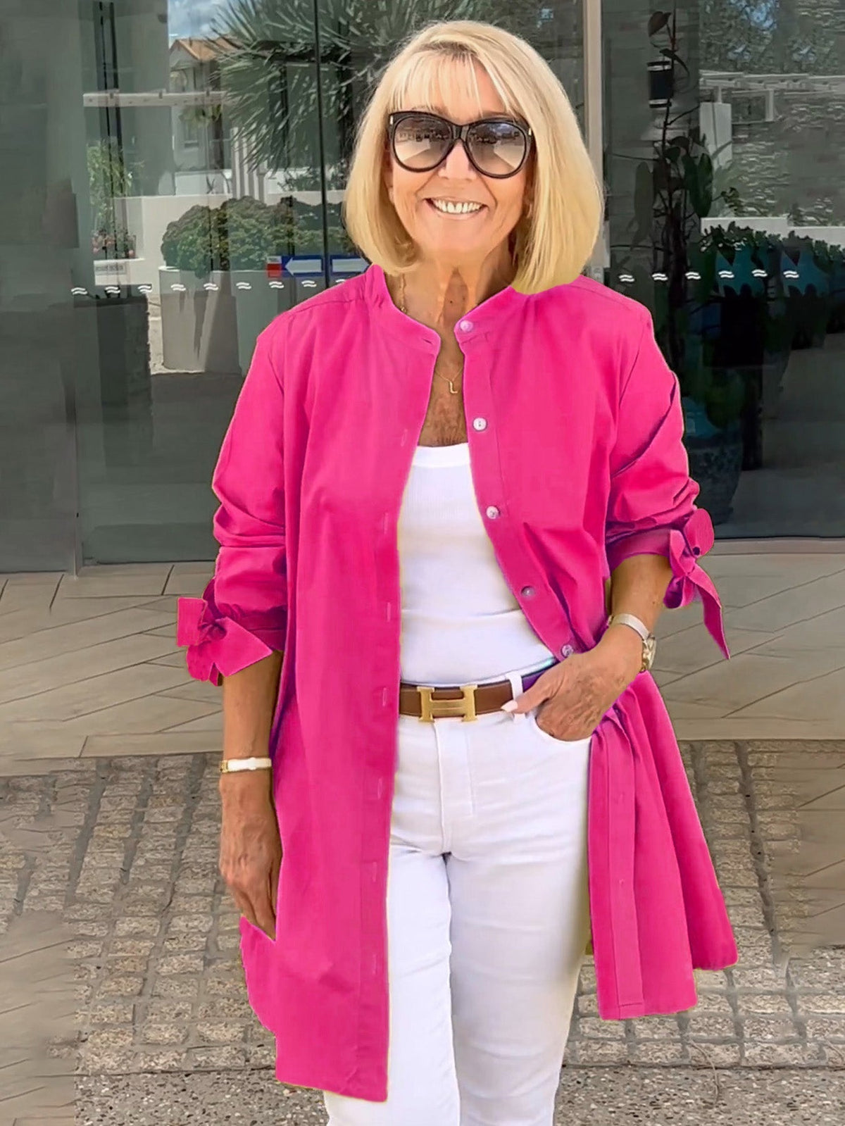 ⏳ Limited time 50% off! 💥Solid Color Long Cotton Shirt Jackets For Women（The more you buy, the higher the discount）