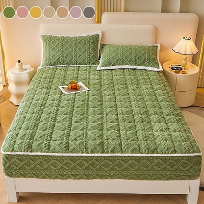 【📍Exquisite Collection📍】 WARM FITTED BED SHEET - Brushed Flannel & Deep Pocket (Up to 40cm), Non-Slip Corners for All-Season Comfort❄️🛌