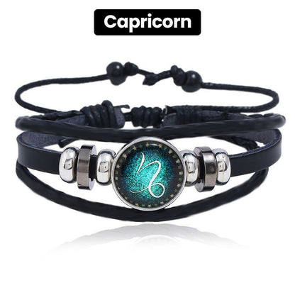 🎁Great Gift🌌Luminous 12 Constellations Bead Leather Woven Bracelet
