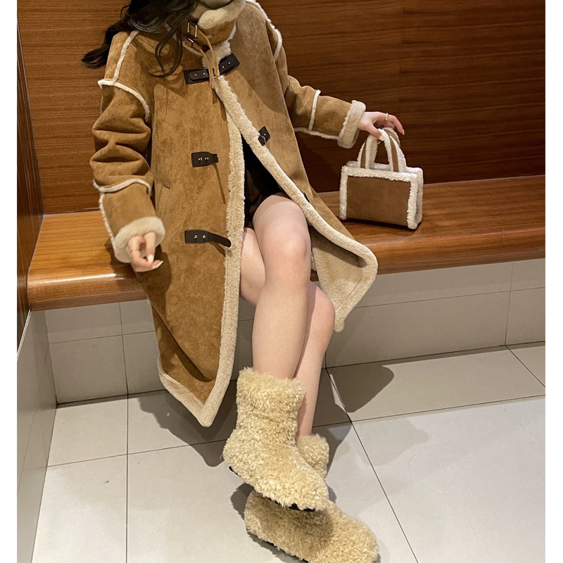 ❄️Offres spéciales d'hiver❄️ Manteau élégant doublé en peluche pour femme