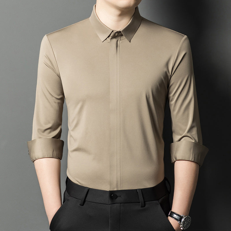 ✨👔2025 New Men's Classic Shirt with Hidden Zipper/ Easy to Put On and Take Off