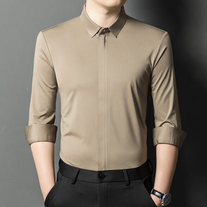 ✨👔2025 New Men's Classic Shirt with Hidden Zipper/ Easy to Put On and Take Off