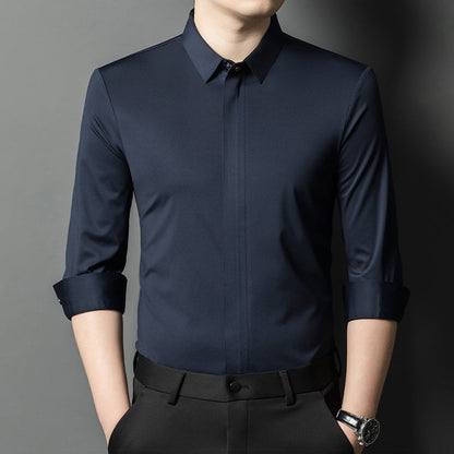 ✨👔2025 New Men's Classic Shirt with Hidden Zipper/ Easy to Put On and Take Off