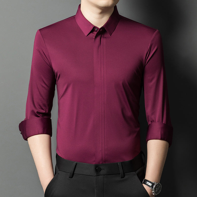 ✨👔2025 New Men's Classic Shirt with Hidden Zipper/ Easy to Put On and Take Off