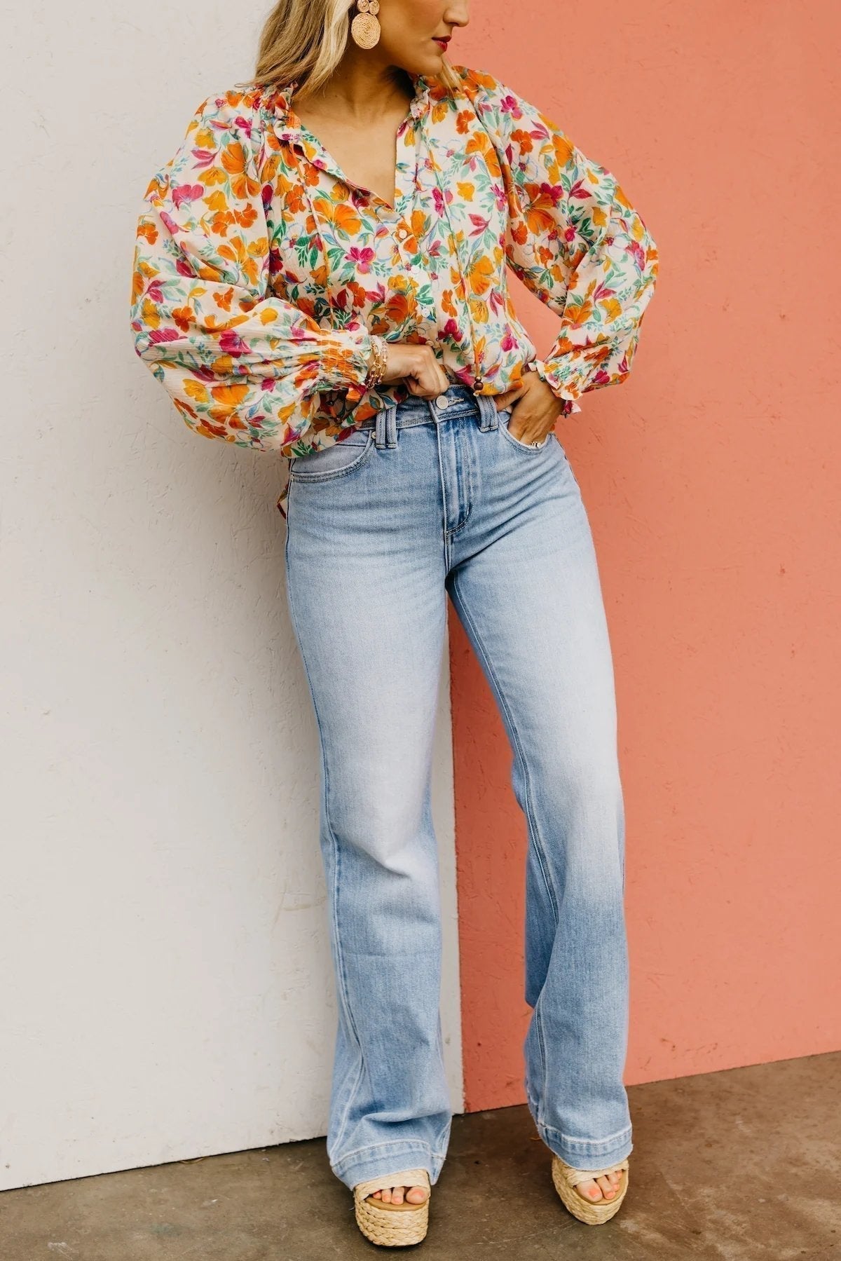 ⏰Hot Sales - 50% OFF👖High Rise Vintage Wash Tummy Control Top Straight Leg Jeans