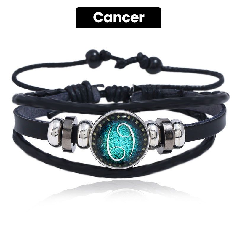 🎁Great Gift🌌Luminous 12 Constellations Bead Leather Woven Bracelet
