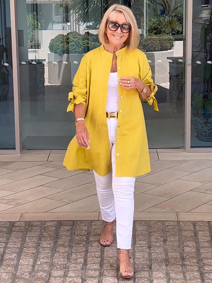 ⏳ Limited time 50% off! 💥Solid Color Long Cotton Shirt Jackets For Women（The more you buy, the higher the discount）