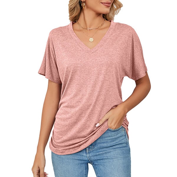 Women's V Neck Dolman Tops with Side Shirring