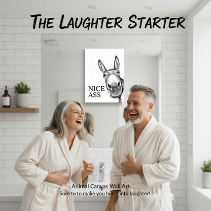 🥂 New Year, New Style: 50% Off Everything!Funny Bathroom Wall Art - "Nice Ass" Donkey Print