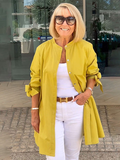 ⏳ Limited time 50% off! 💥Solid Color Long Cotton Shirt Jackets For Women（The more you buy, the higher the discount）