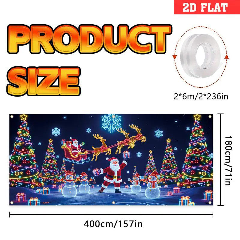 🎅🏻⏰Christmas Limited Sale 50% OFF!!🔥UV Reactive Christmas Garage Door Banner