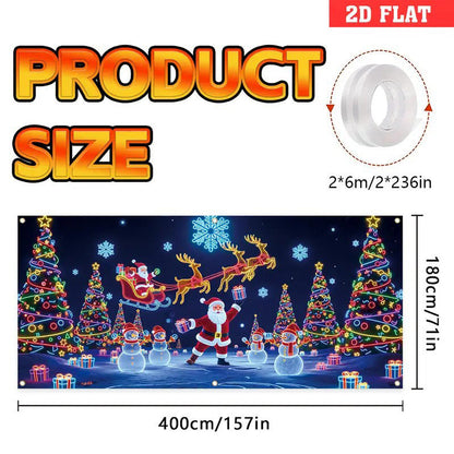 🎅🏻⏰Christmas Limited Sale 50% OFF!!🔥UV Reactive Christmas Garage Door Banner