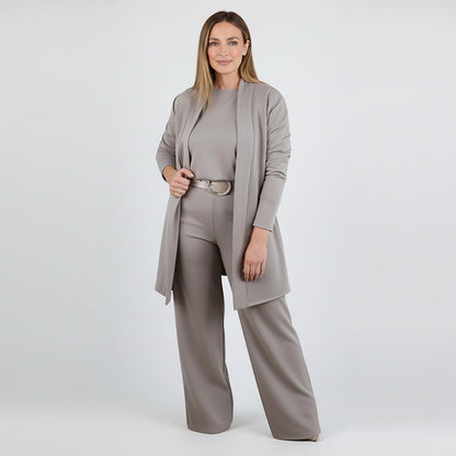 🔥 DON’T MISS OUT!⏰Elegant 3-piece set including long cardigan, top and pants💞
