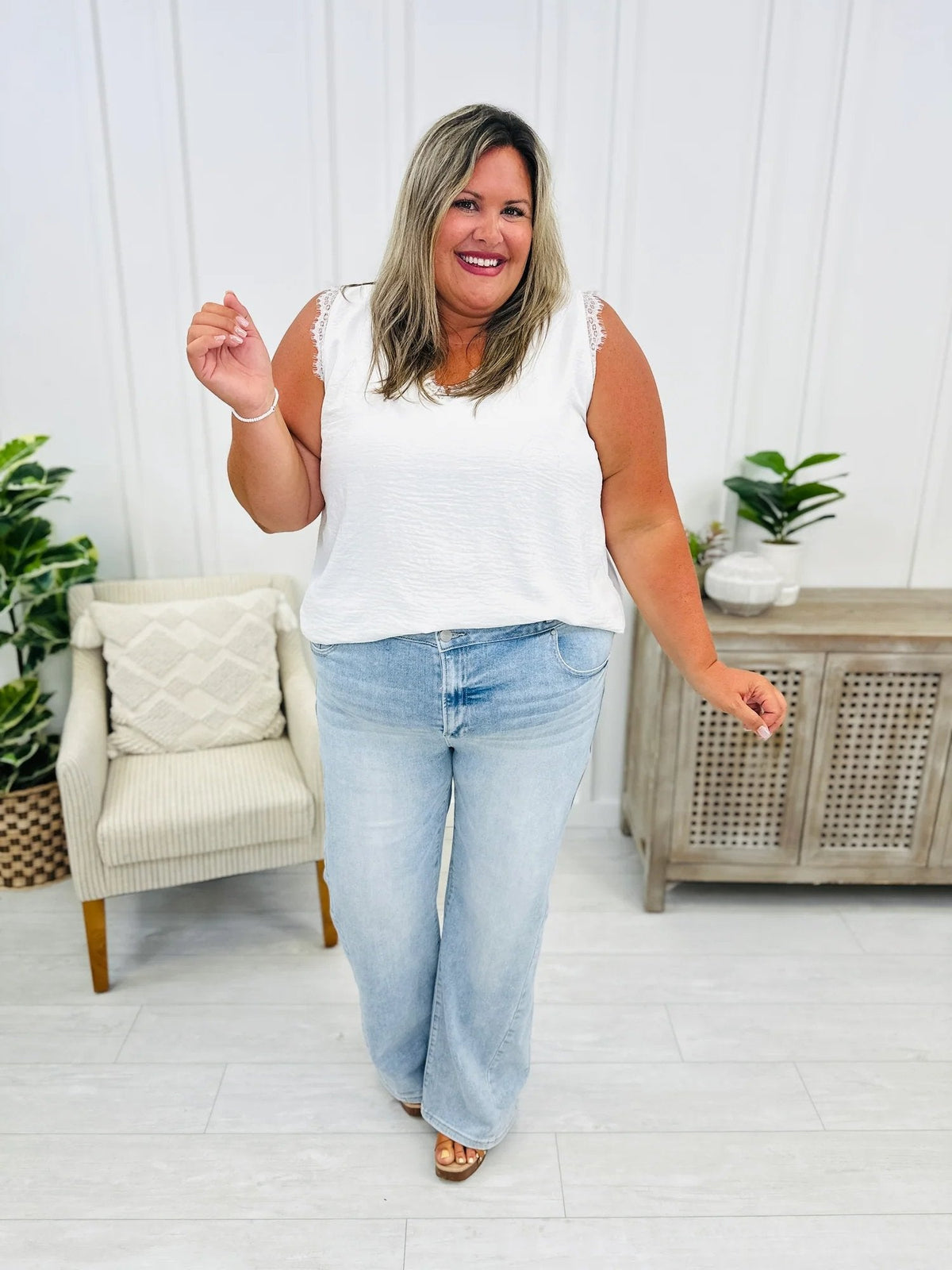 ⏰Hot Sales - 50% OFF👖High Rise Vintage Wash Tummy Control Top Straight Leg Jeans