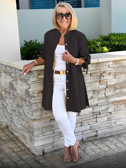 ⏳ Limited time 50% off! 💥Solid Color Long Cotton Shirt Jackets For Women（The more you buy, the higher the discount）
