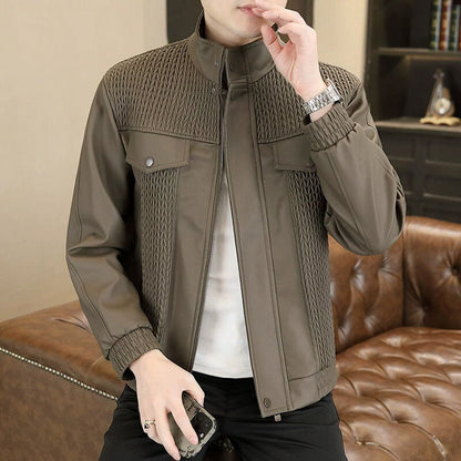 ⏰Limited Time Offer! Men's Fashion Barley-Weave Leather Jacket
